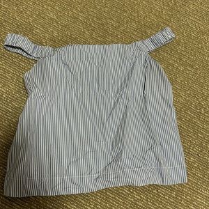 Blue and white striped off the shoulder top